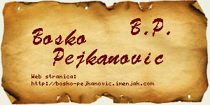 Boško Pejkanović vizit kartica